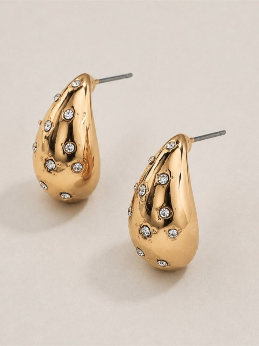 New! Gold Tear Drop Crystal Earrings NWT